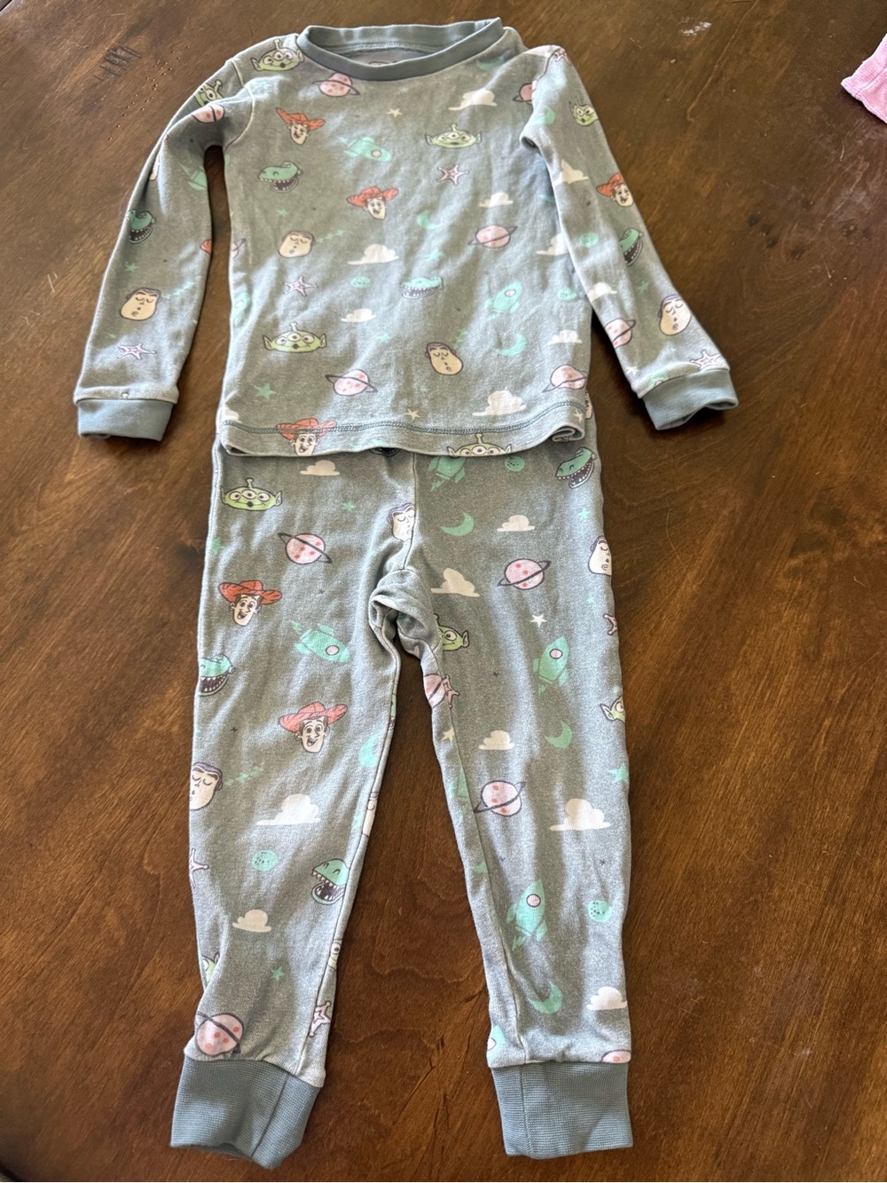Grey Toy Story Kids Pajama Set with Mint and Pink Accents